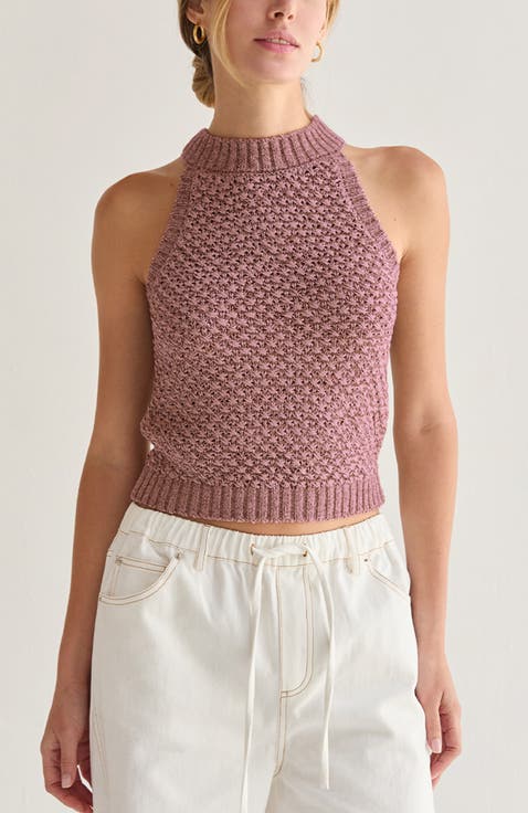 Basket Weave Halter Knit Top