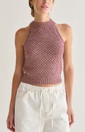 CRESCENT Basket Weave Halter Knit Top