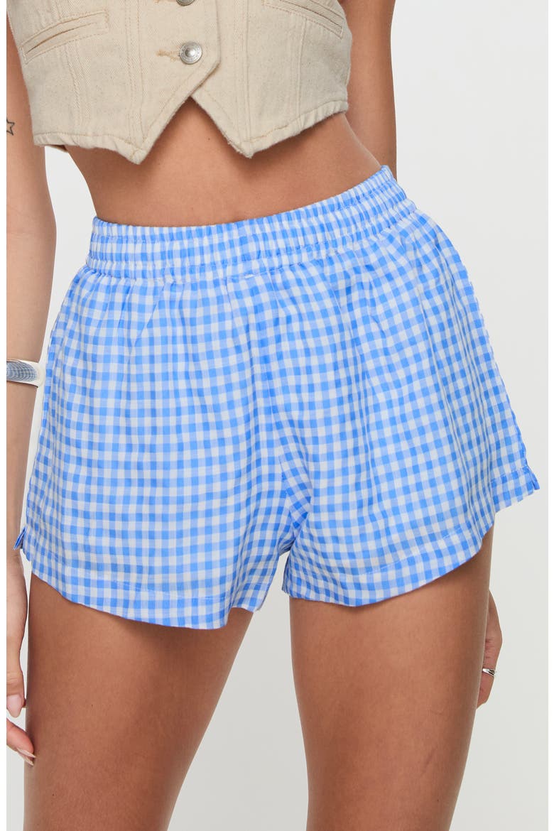 Beach House Gingham Cotton Blend Boxer Shorts, Main, color, BLUE