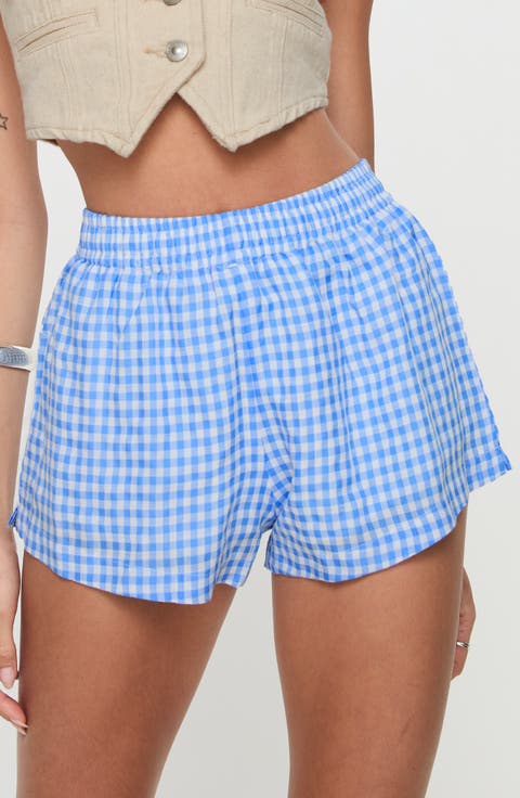 Beach House Gingham Cotton Blend Boxer Shorts
