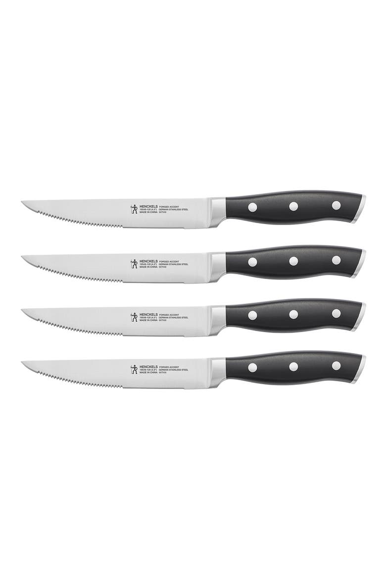International Forged Accent 4-Piece Steak Knife Set, Main, color, BLACK