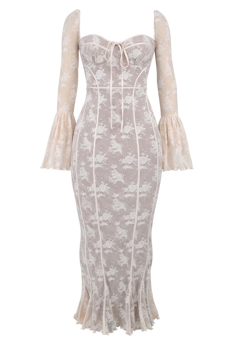 delilah vintage cream lace maxi dress Dhelia Vintage Print Lace Maxi Dress- Cream White XS
