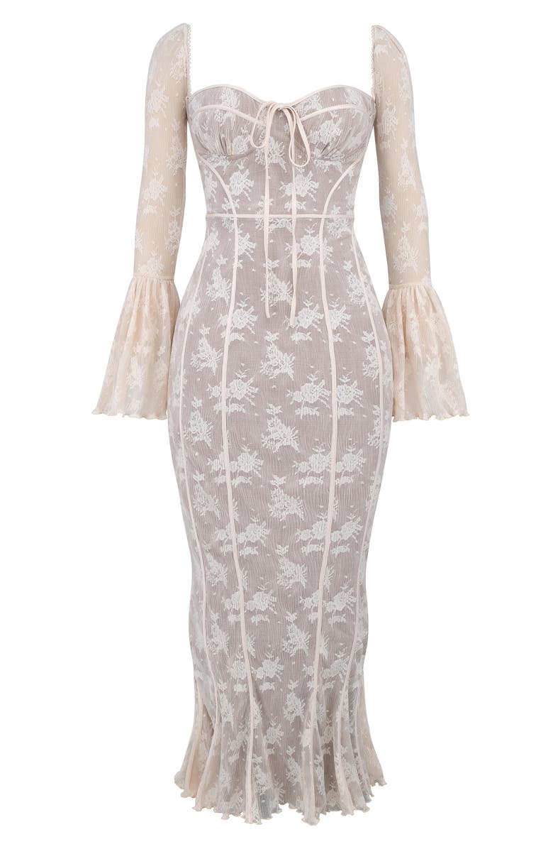 HOUSE OF CB Delilah Floral Long Sleeve Lace Maxi Dress, Alternate, color, Vintage Cream