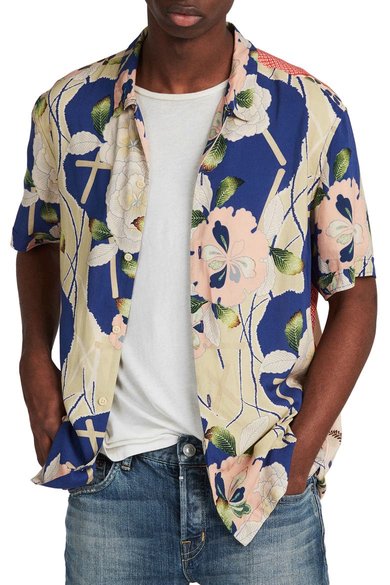 Fuyugi Slim Fit Short Sleeve Shirt, Main, color, INK NAVY