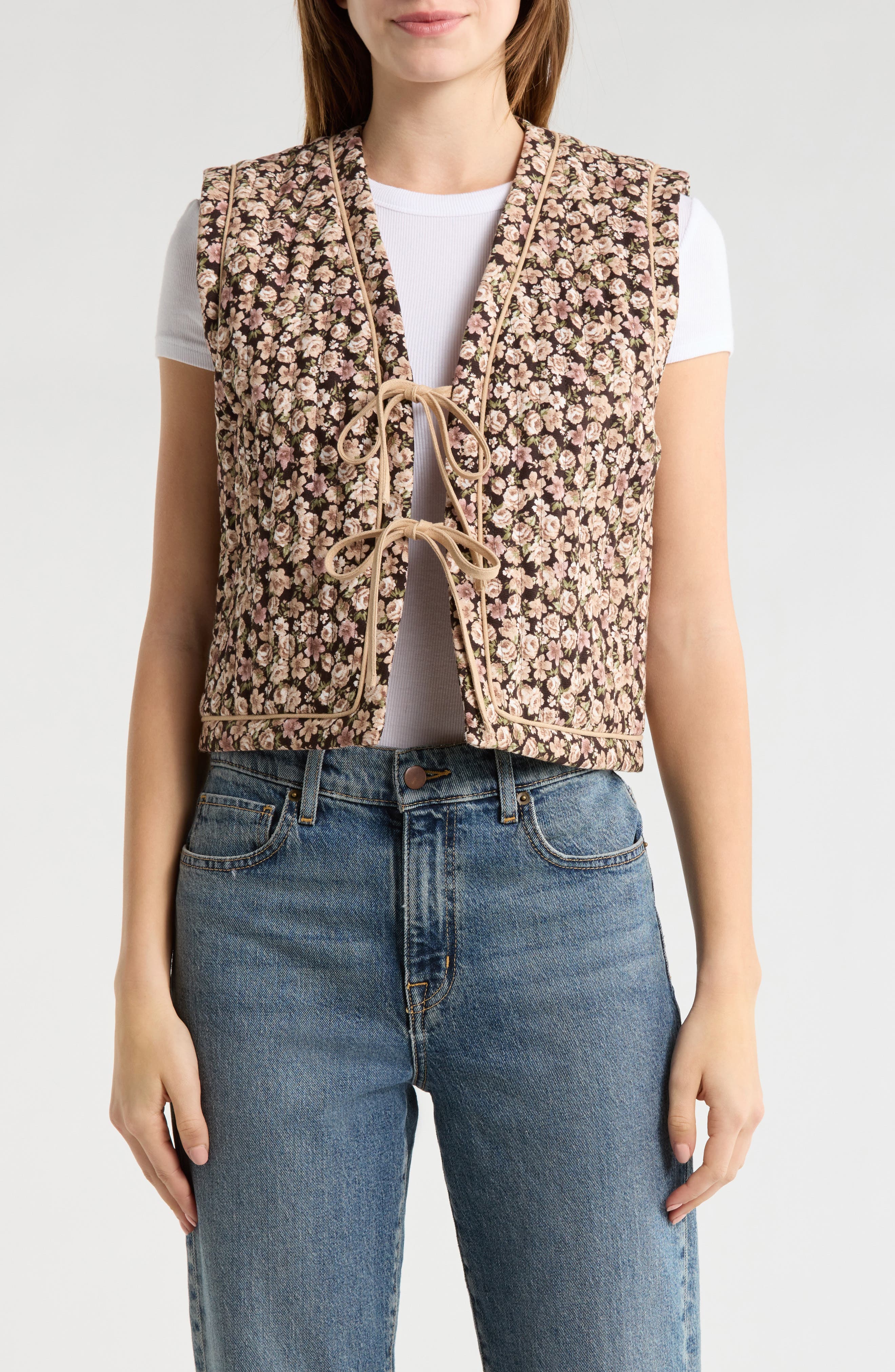 WISHLIST Floral Quilted Vest