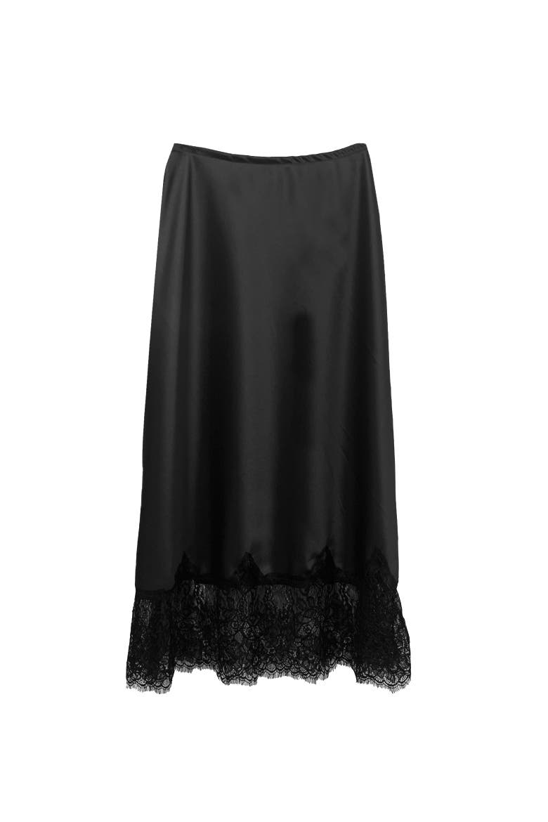 Bias Lace Skirt, Main, color, Black