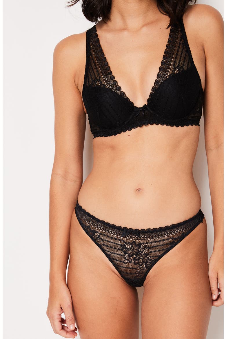 Panama Lace Thong, Alternate, color, BLACK
