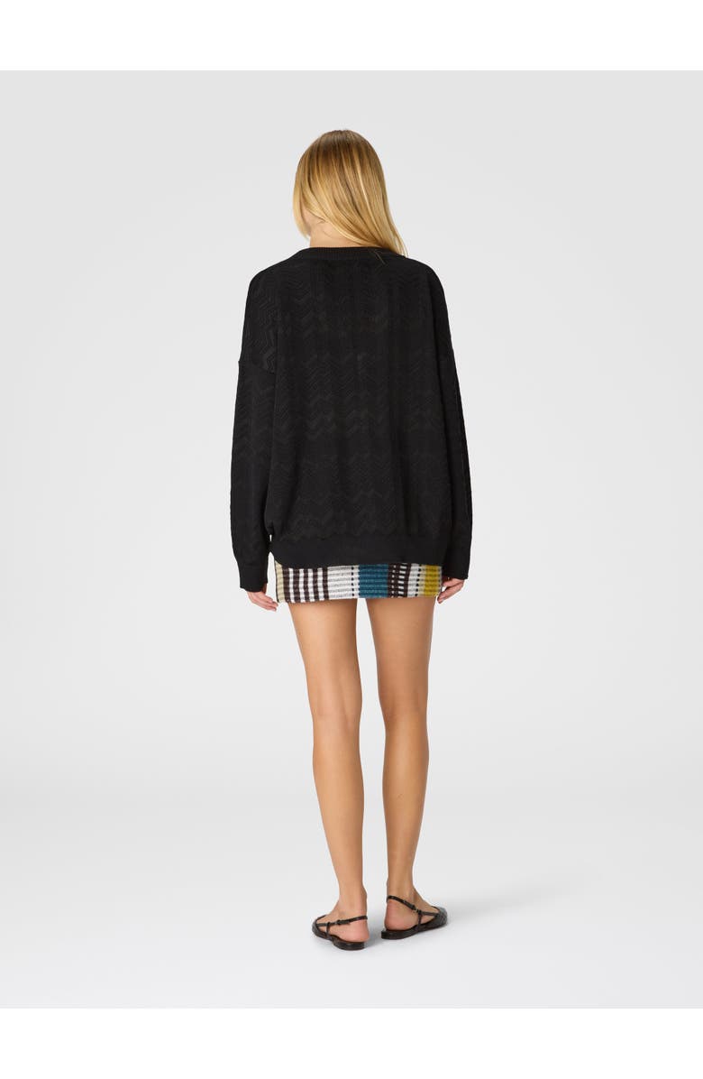 Missoni Oversized V-neck Sweater In Chevron Pattern, Alternate, color, Black