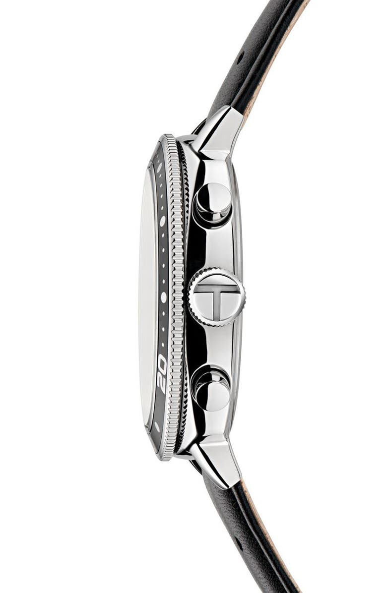 Ted Baker London TB Urban Leather Strap Chronograph Watch, 20mm, Alternate, color, Black