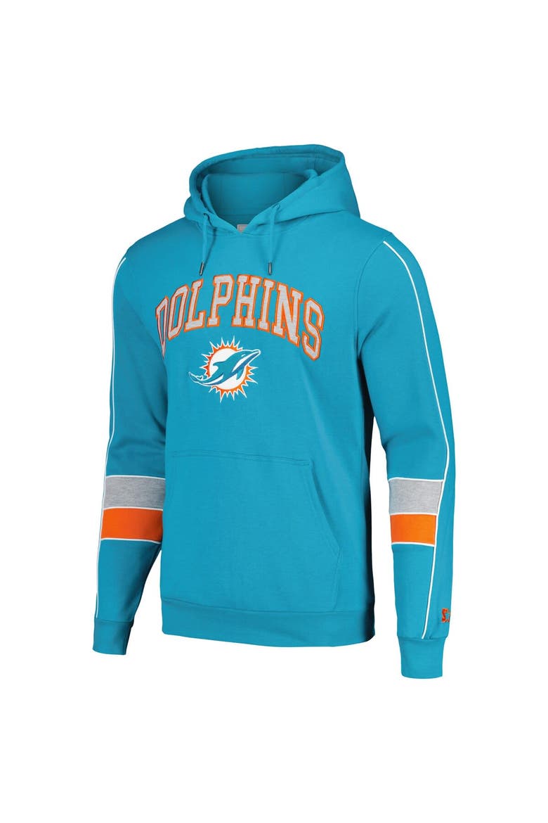 Men's Starter Aqua Miami Dolphins Captain Pullover Hoodie, Alternate, color, Aqua