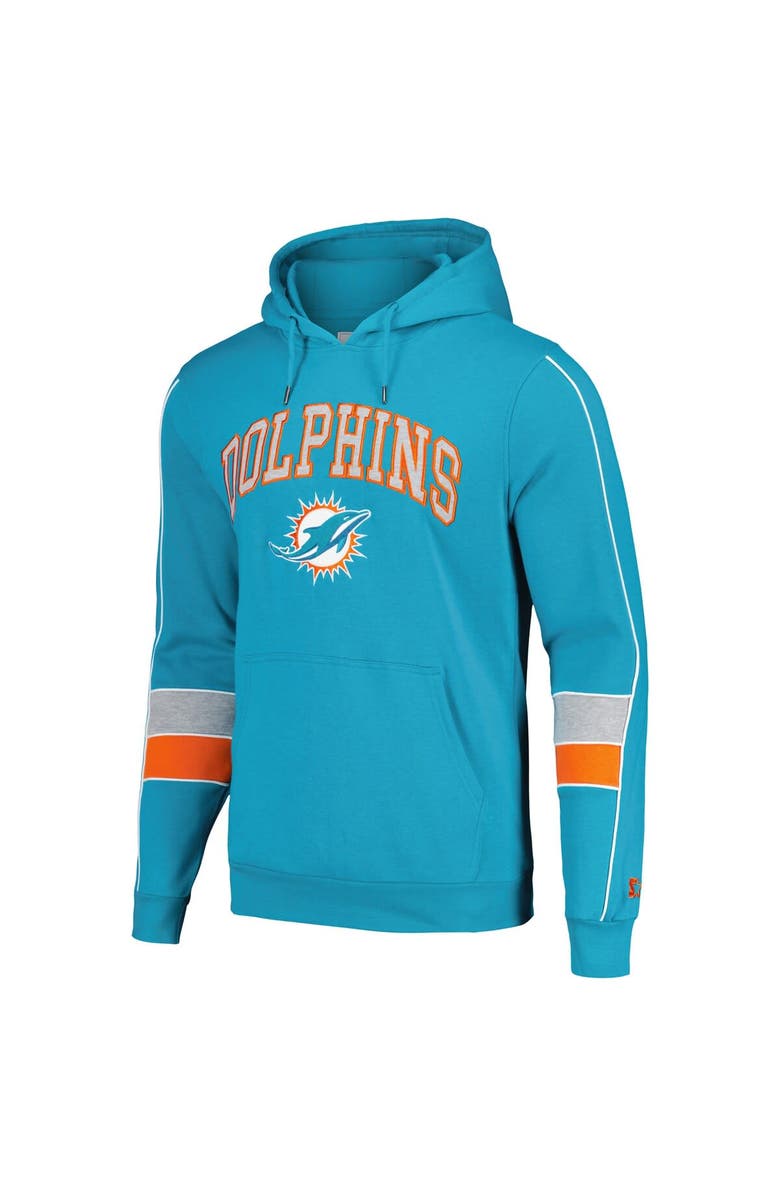 STARTER Men's Starter Aqua Miami Dolphins Captain Pullover Hoodie, Alternate, color, Aqua