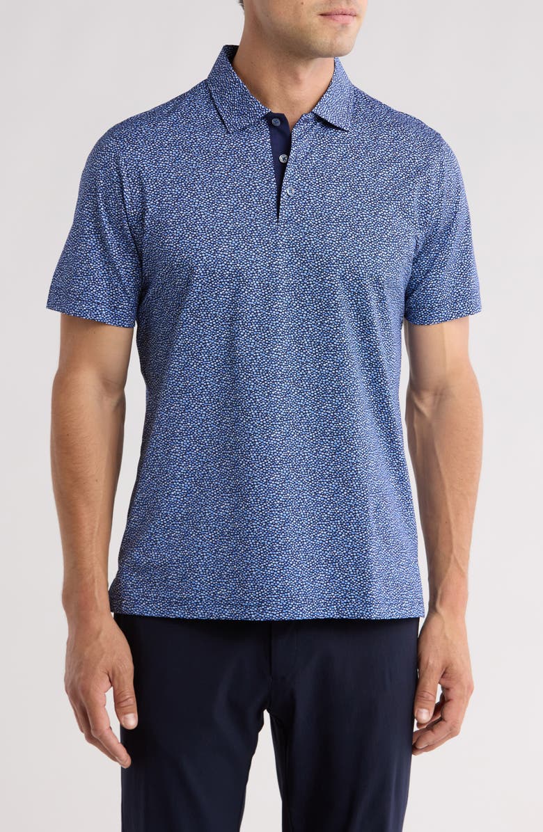 Bugatchi Dot Stretch Cotton Polo, Main, color, Classic Blue