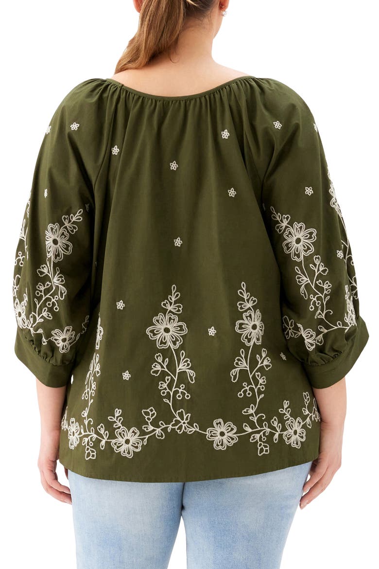 Embroidered Blouson Top, Alternate, color, OLIVE