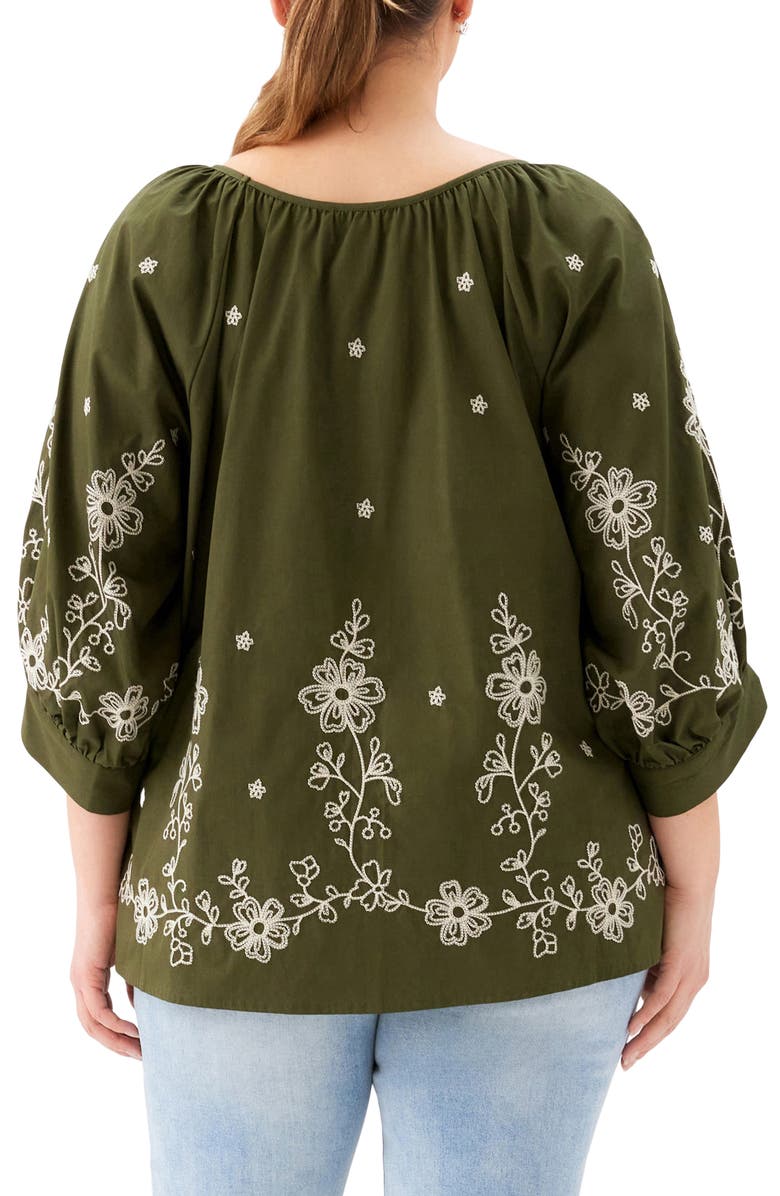 Karen Kane Embroidered Blouson Top, Alternate, color, Olive