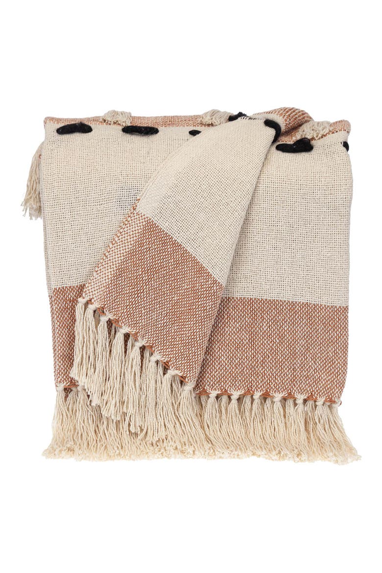 Inca Fringe Throw Blanket, Main, color, BROWN
