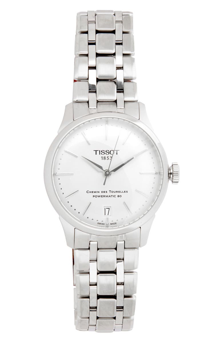 Tissot Chemin des Tourelles Powermatic 80 Bracelet Watch, 34mm, Main, color, Grey