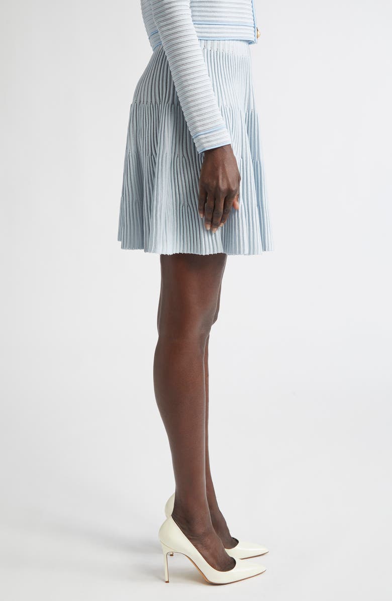 Balmain Textured Knit Flared Skirt, Alternate, color, Blue/ White