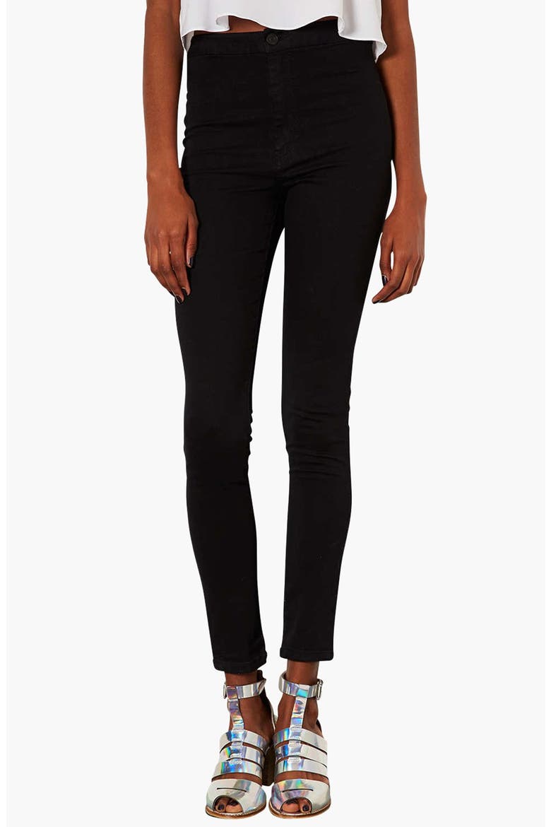 Moto 'Joni' High Rise Skinny Jeans, Main, color, BLACK