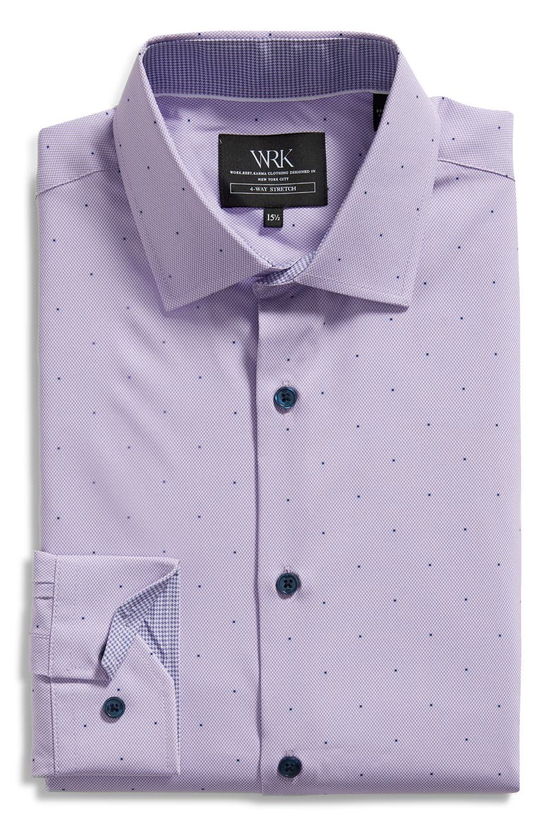 W.R.K. Trim Fit Dot Performance Dress Shirt, Main, color, LILAC