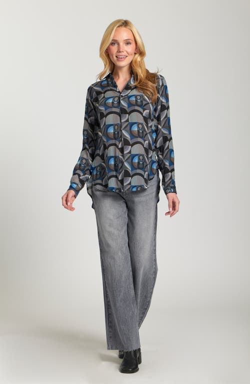 Apny Ikat Print Tunic Top In Blue