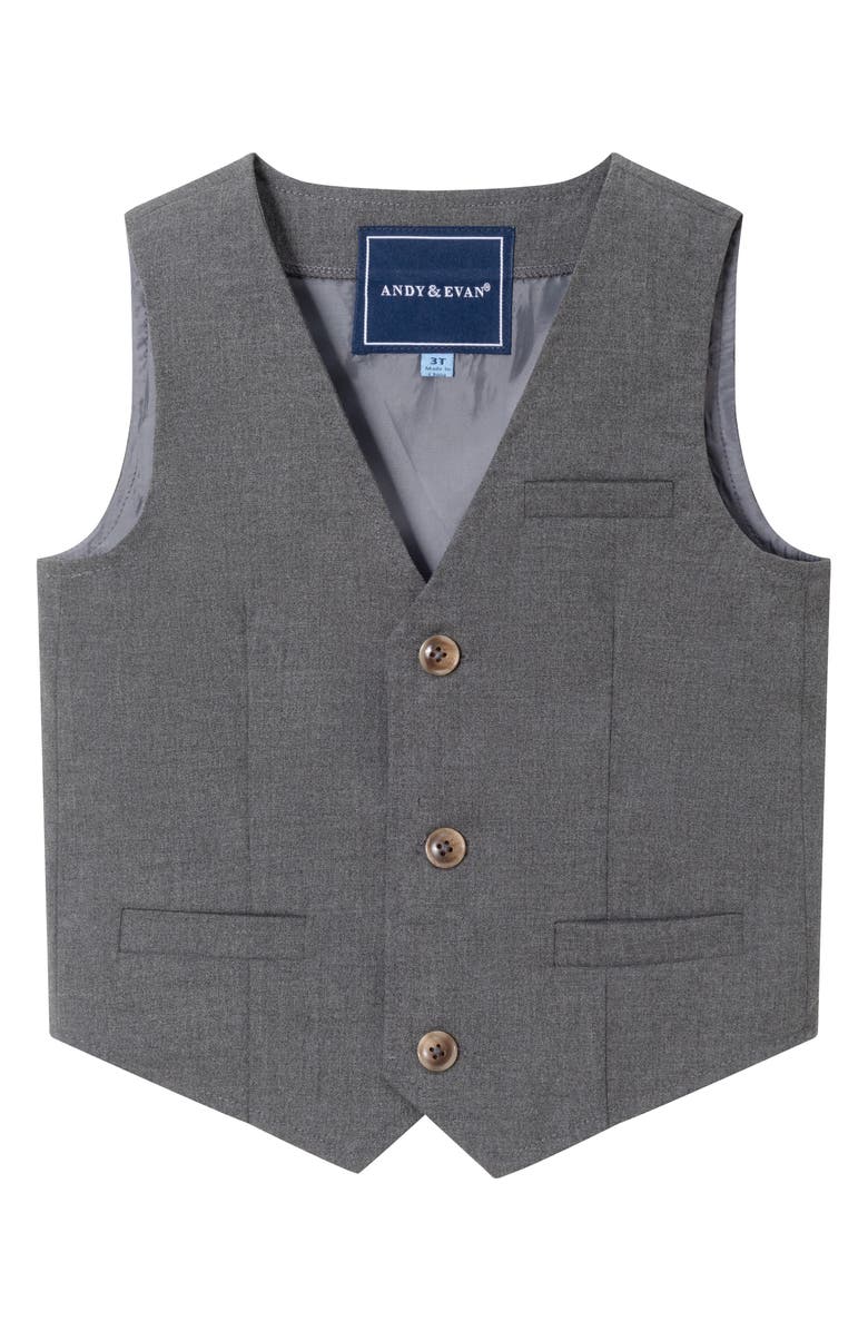 Andy & Evan Kids' Button-Up Shirt, Vest, Pants & Tie Set, Alternate, color, Red Plaid