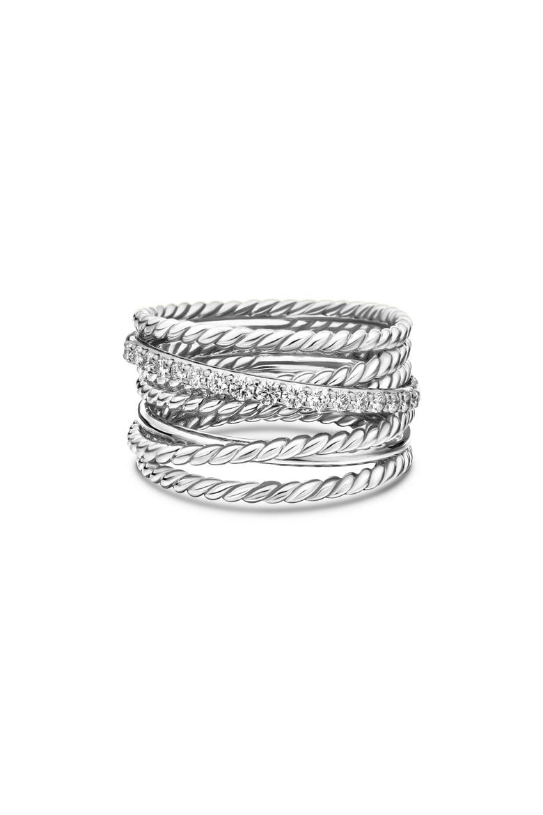 Crossover Wide Diamond Stacked Ring, Main, color, DIAMOND