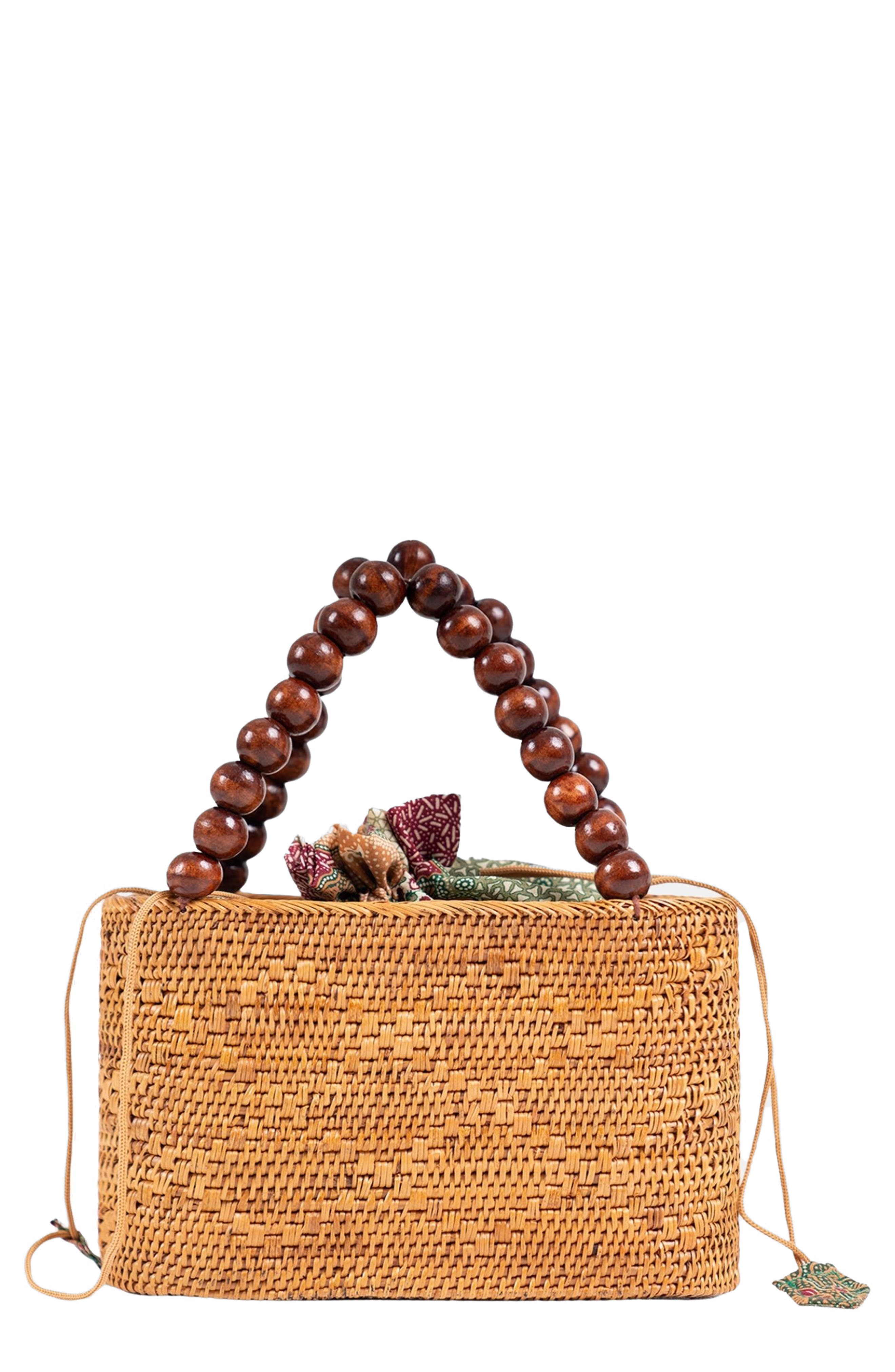 Jelavu Tatiana Handwoven Rattan Top Handle Bag, Main, color, Natural