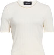 Simone Rocha Faux Pearl Crop Cotton Pointelle Rib T-Shirt