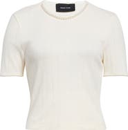 Simone Rocha Faux Pearl Crop Cotton Pointelle Rib T-Shirt