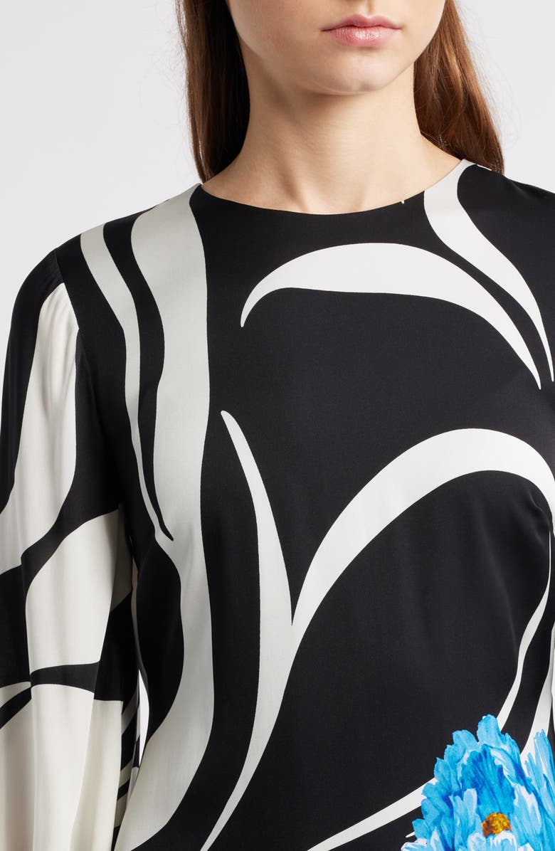 Elie Tahari The Renata Mixed Print Long Sleeve Silk Blend Maxi Dress, Alternate, color, Wildside Bouquet