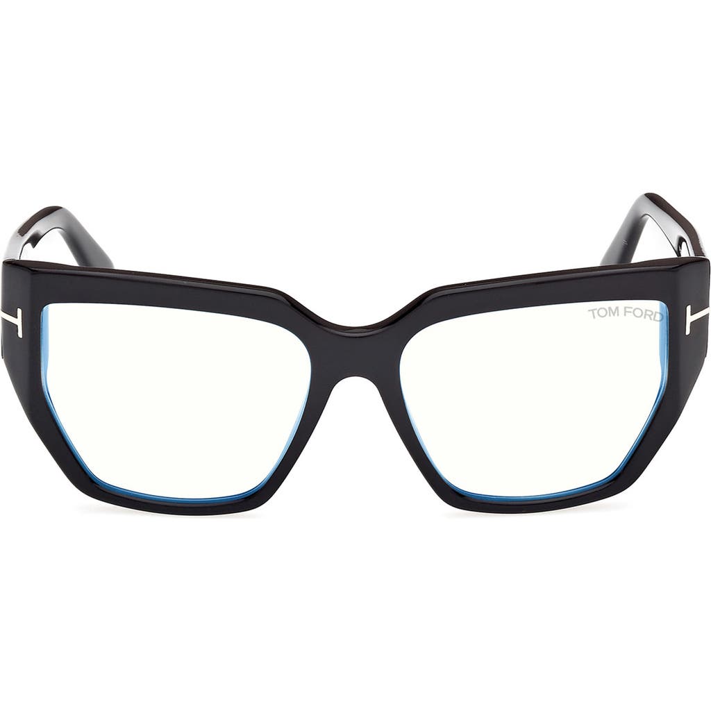 Tom Ford 54mm Square Blue Light Blocking Optical Glasses In Black