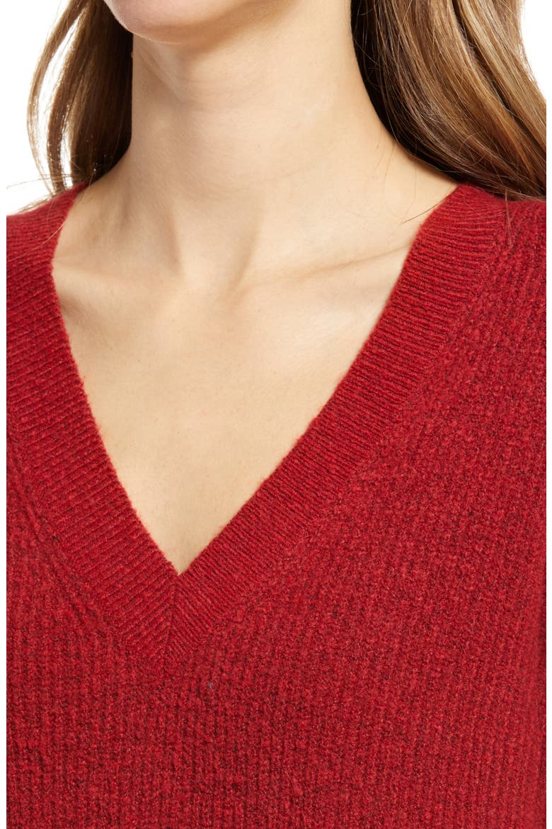 Cozy V-Neck Tunic Sweater, Alternate, color, RED CHILI