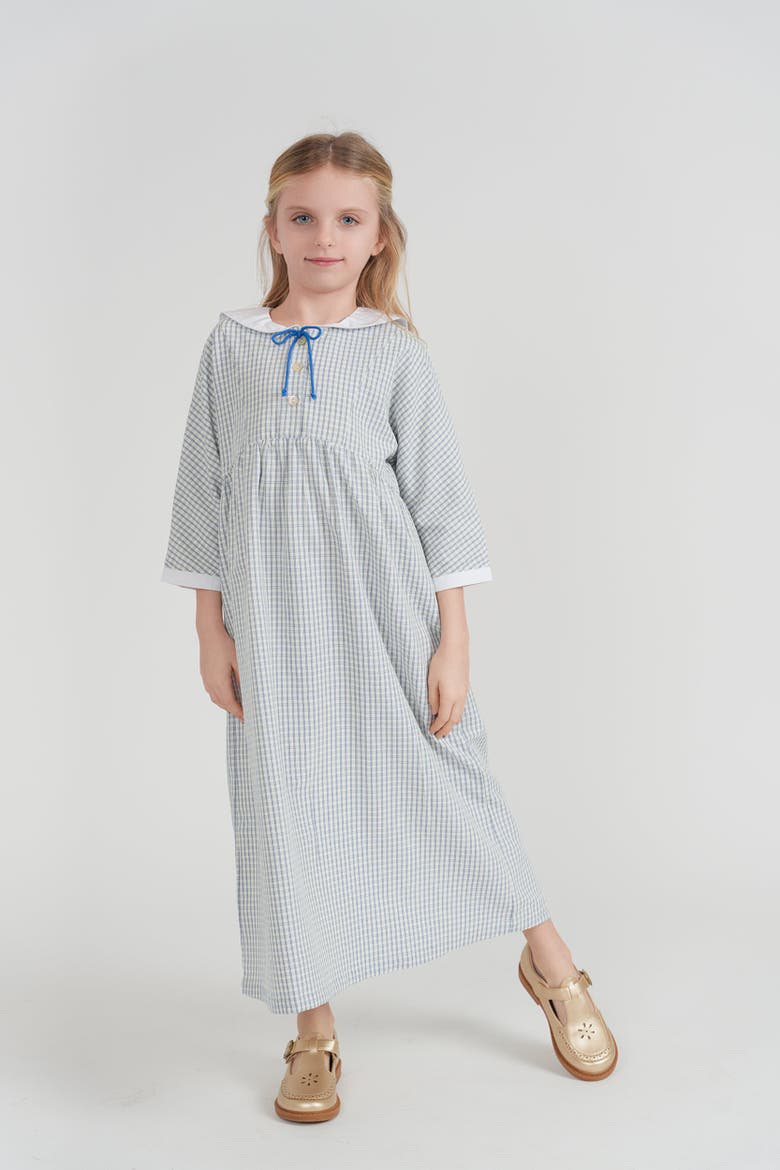 Girls Maxi Dress with Sailor Collar, Alternate, color, Navy
