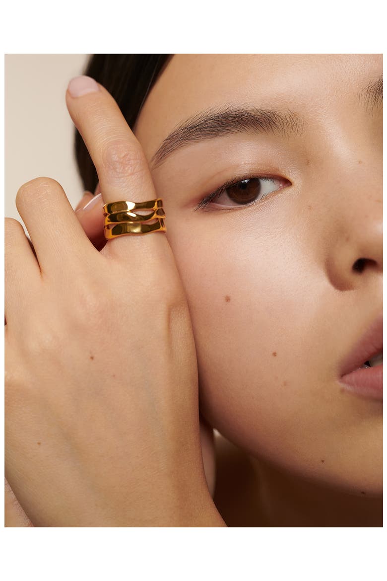 The Wave Triple Band Ring, Alternate, color, 18CT GOLD VERMEIL