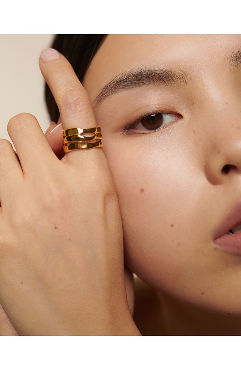 Monica Vinader The Wave Triple Band Ring, Alternate, color, 18Ct Gold Vermeil