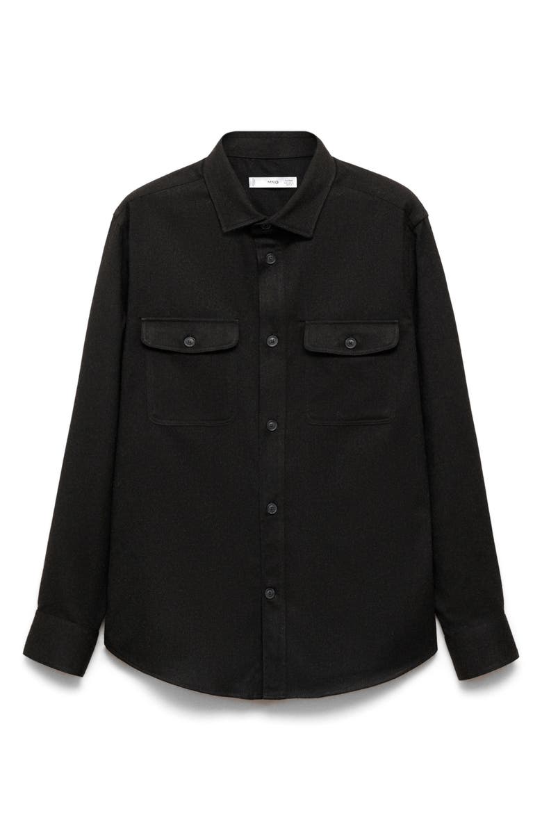 MANGO Regular Fit Chest Pocket Button-Up Shirt, Alternate, color, Dark Heather Grey