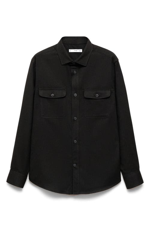 Mango Regular Fit Chest Pocket Button-up Shirt In Dark Heather Grey