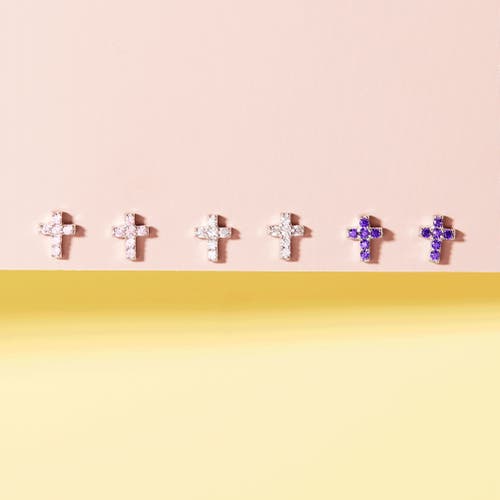 Shop In Season Jewelry The Cross Earrings In Purple
