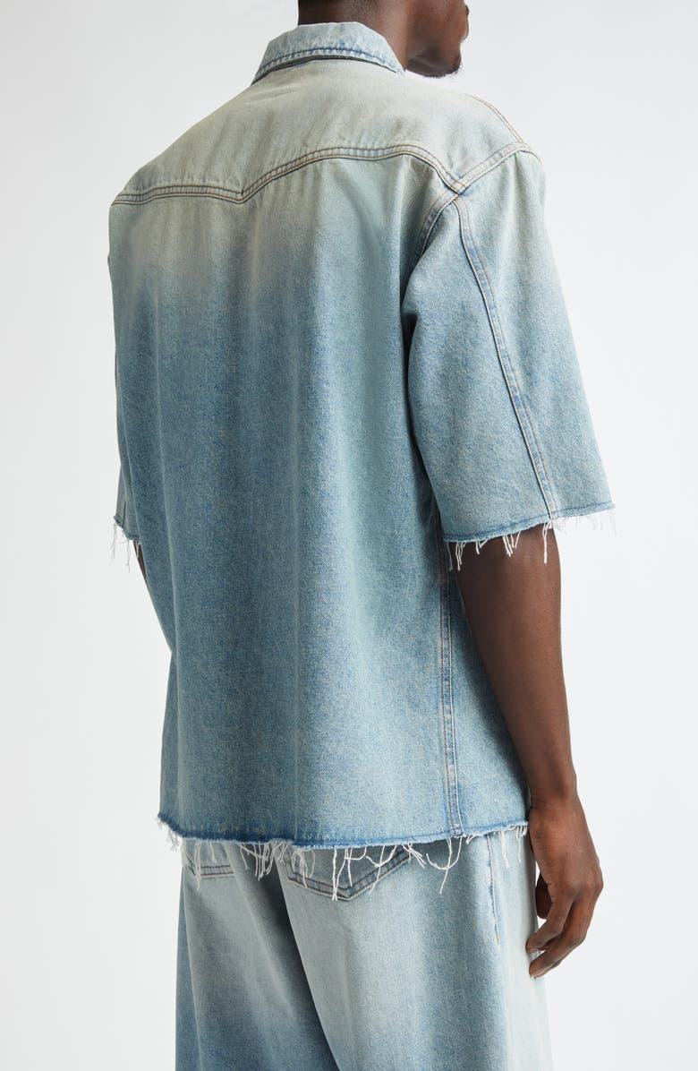 MM6 Maison Margiela Raw Edge Denim Shirt, Alternate, color,