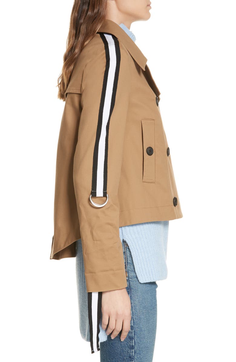 Veronica Beard Mert Belt Sleeve Crop Trench Coat, Alternate, color, 
