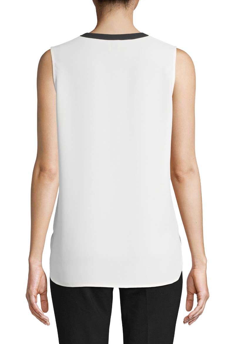 Split Neck Sleeveless Top, Alternate, color, ANNE WHITE/ ANNE BLACK