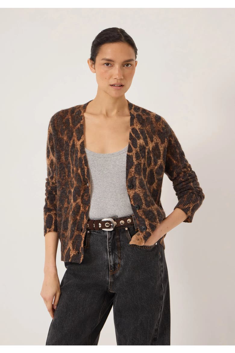 Cynthia Leopard Print Knitted Cardigan, Alternate, color, Trans Neutral Leopard Brown