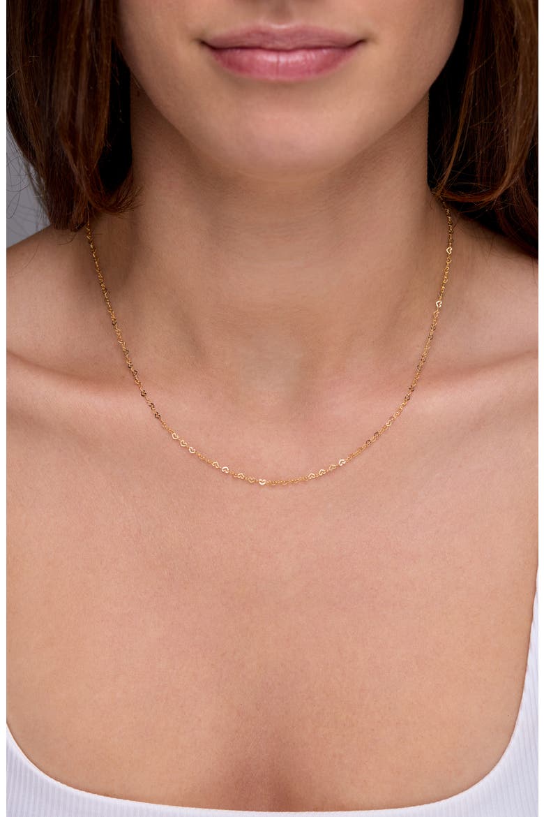 14K Gold Heart Link Chain Necklace (Online Trunk Show), Alternate, color, 14K YELLOW GOLD