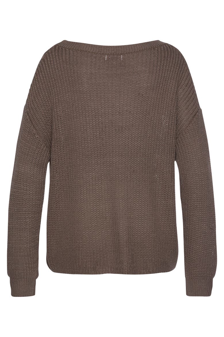Knitted Long Sleeve Sweater, Alternate, color, Brown