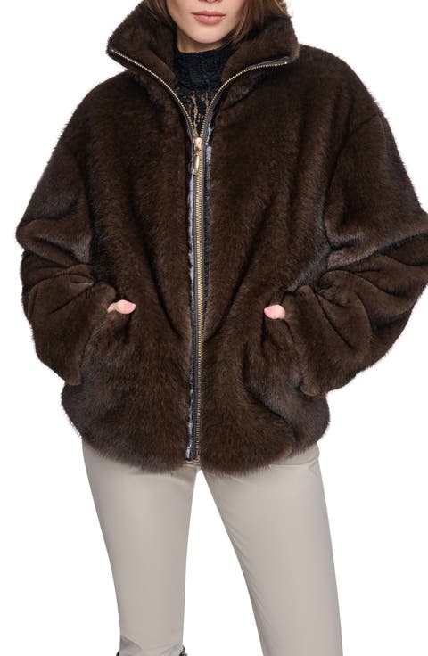 Zip Front Faux Fur Jacket