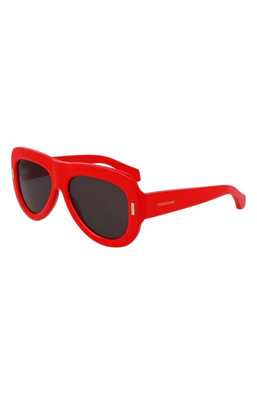 Ferragamo Rivets 57mm Aviator Sunglasses In Red