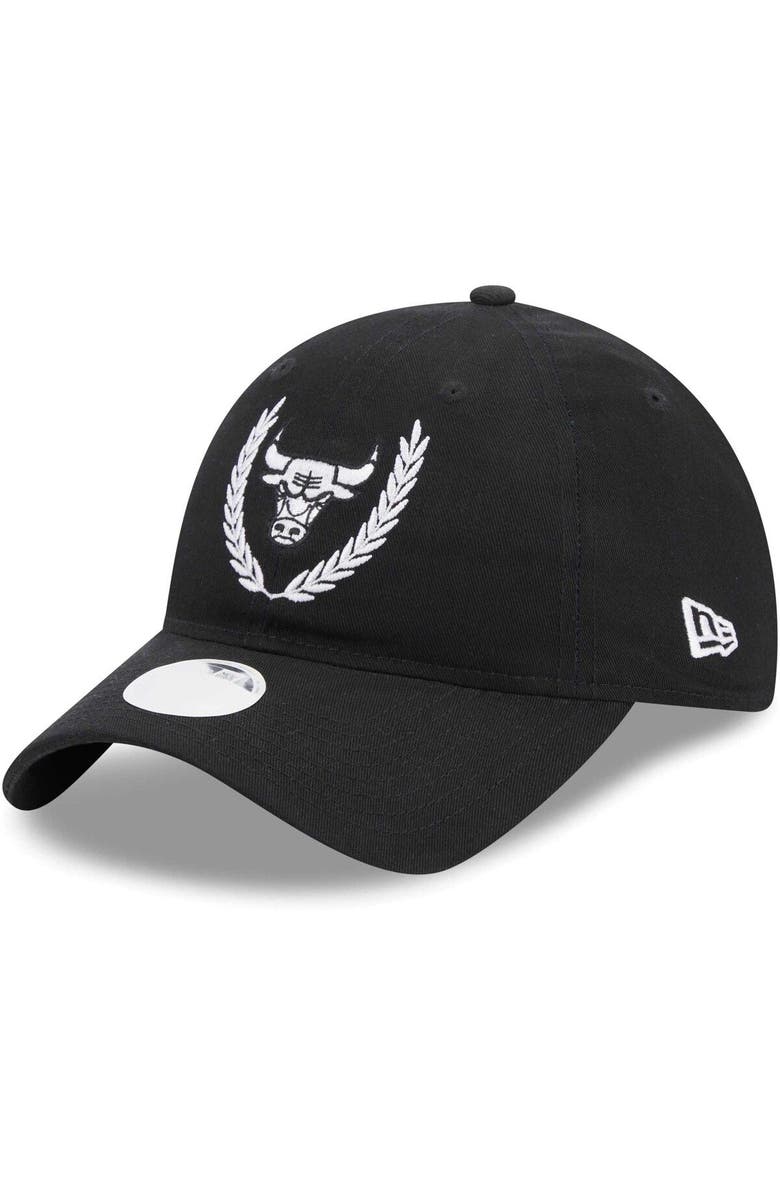 New Era Women's New Era Black Chicago Bulls Leaves 9TWENTY Adjustable Hat, Main, color, 
