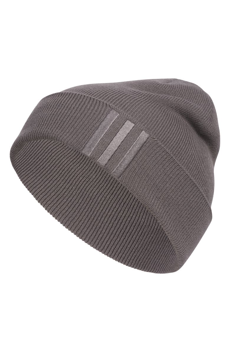 adidas Originals Off Set 3-Stripe Beanie, Main, color, Grey Strata/ Grey Strata