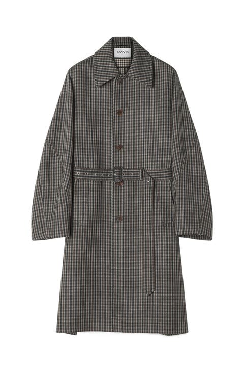 Checked Wool Car Coat