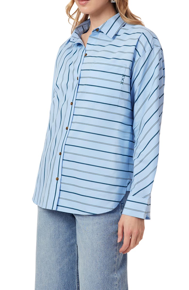 Scotch & Soda Oversize Button-Up Shirt, Alternate, color, Cerulean Multi Pinstripe